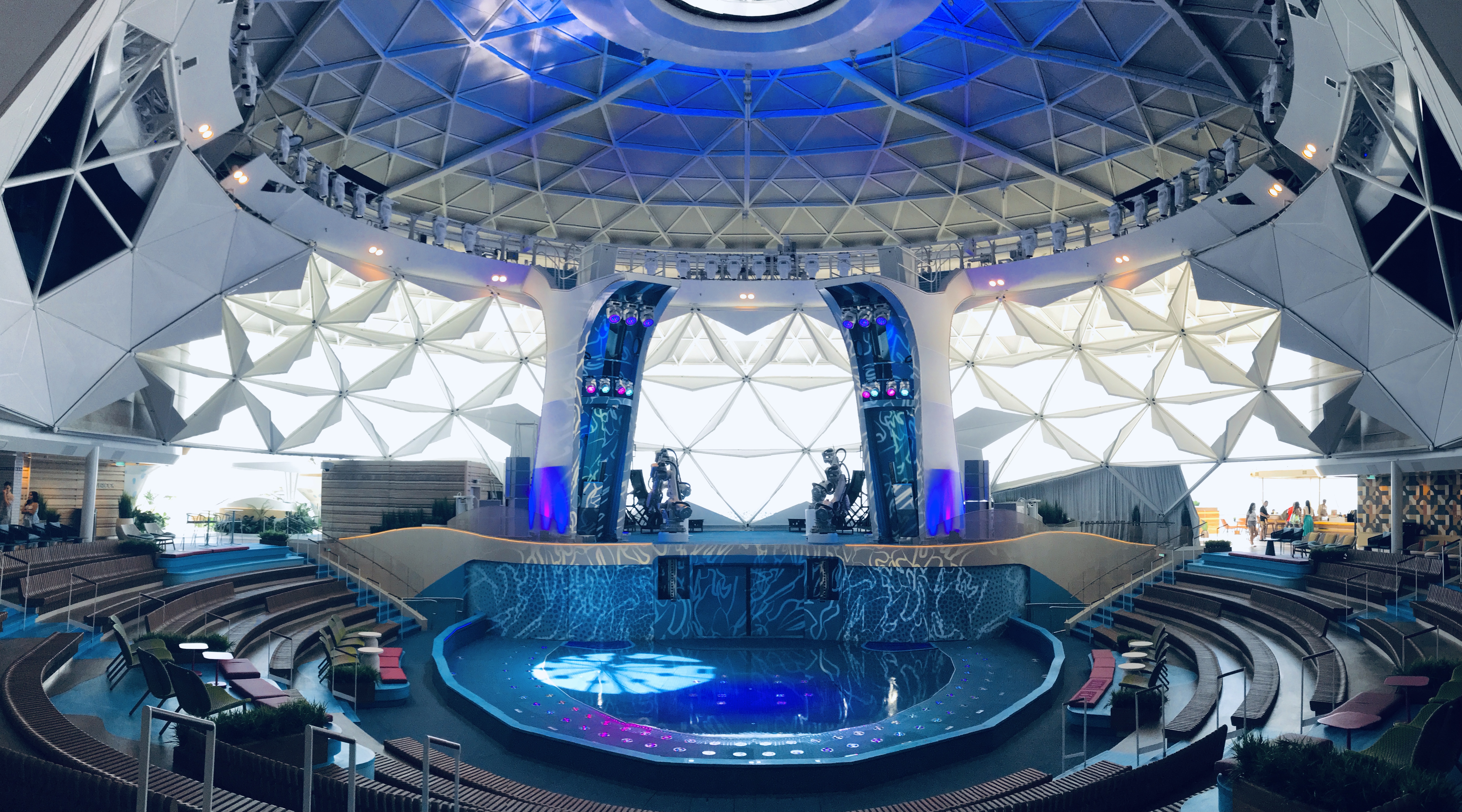 The AquaDome, glass-domed venue with the tallest waterfall at sea